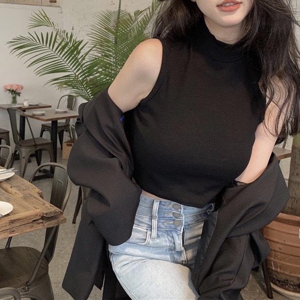 Women's Slim Fit Sanded Sleeveless Vest - Autumn/Winter, Half-High Collar, Inner/Outer Wear