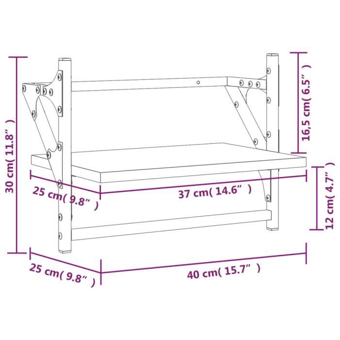 VidaXL Wall Shelves with Bars 2 Pcs Black 40x25x30 Cm 836238