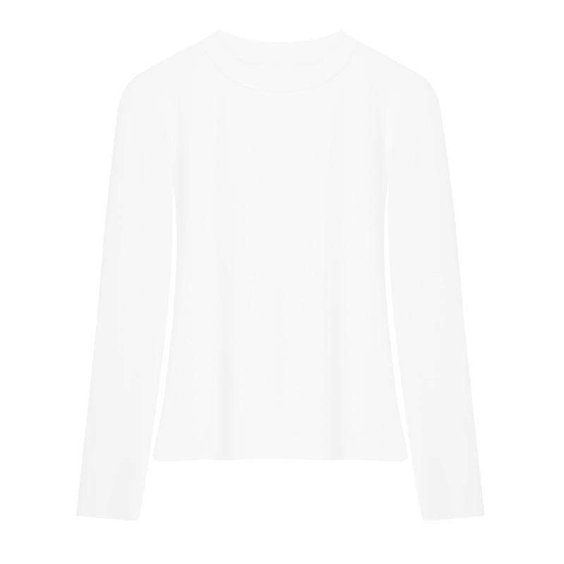 Women's Heavyweight Lyocell Long Sleeve Round Neck T-shirt with Plus Velvet Inner Layer - Slim Fit, Thickened for Autumn/Winter