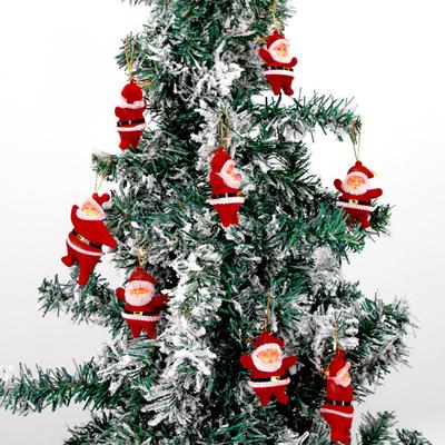 Santa Claus Ornaments 3D Flocking Santa Doll Christmas Tree Hanging Ornaments for Wall Window Door Home Party Holiday Decor