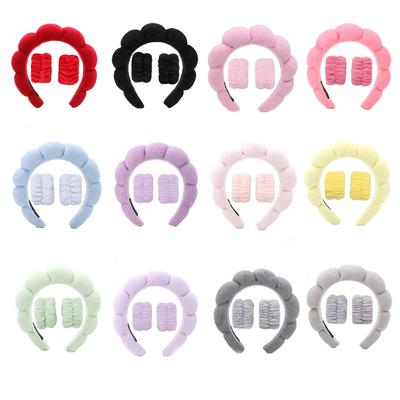 3 Stück Mode Mikrofaser Wasch-Armbänder Scrunchies Puffiges Stirnband Spa Bubble Stirnband zum Waschen des Gesichts, Schminken, Duschen, Hautpflege