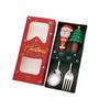 Christmas, Stainless Steel Spoon and Fork Set Santa Spoon Fruit Fork Tableware Gift Box