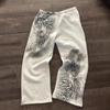 Fashion Printed Elastic Waist Casual Pants Unisex Loose Trousers Teens