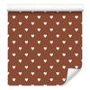 Heart Wallpaper Orange, Beige, Light Gray and White 50x1000