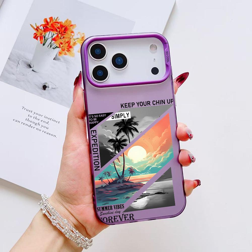 Fashion Landscape Phone Case For iPhone 17 16 15 14 13 12 11 Pro Max Air Matte Laser Aurora Shockproof Funda