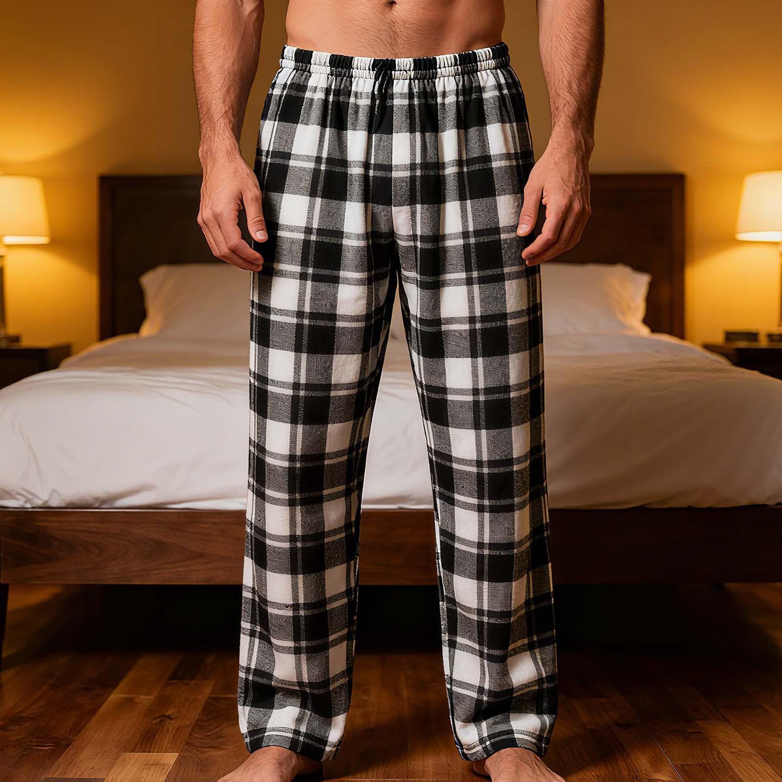 

Men s Plaid Stripe Casual Pants Men s Casual Fashion Pajama Pants XL білий