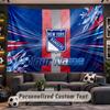 Wall Hanging Tapestry Custom NameNew York Rangers Pattern Personalized Printed Fabric Wall Decor