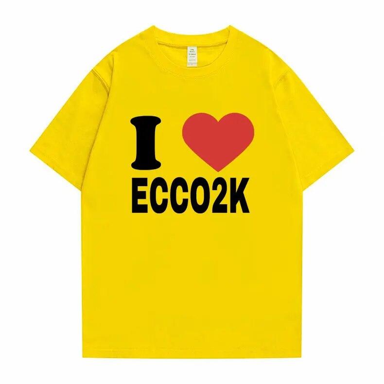

Футболка I Love Ecco2k, унисекс, брендовая футболка в стиле хип-хоп, унисекс, женская модная футболка в стиле Харадзюку, унисекс, негабаритные уличные футболки унисекс, рэперские футболки 4XL