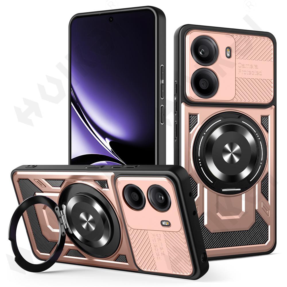 

Case for Redmi Note 14 Pro Plus Pro Xiaomi Poco X7 Pro Kickstand Magnetic Camera Lens Cover Phone Ring Stand Armor Rotate Cover Redmi Note 14 4G