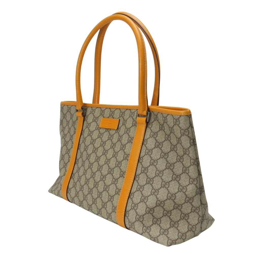 Used GUCCI Tote Bag 114595 GG Supreme Canvas/leather beige Orange