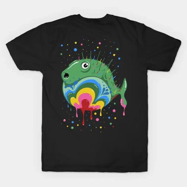 Trippy Puffer Fish Made in Australia T-Shirt 2XL