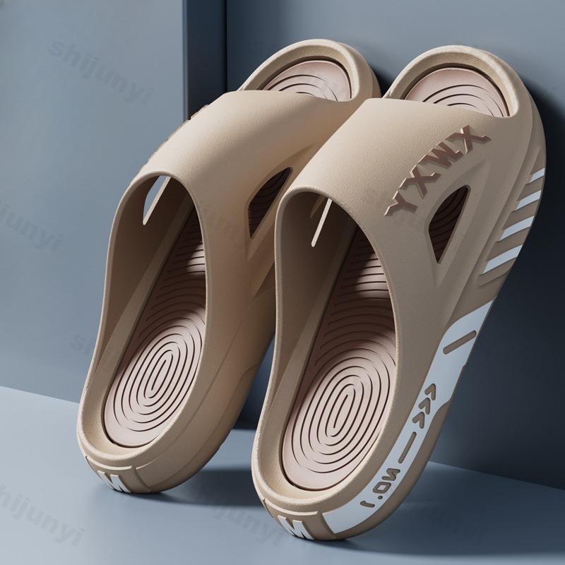 Men Slippers Non-slip Bathroom Slippers Home Shoes Open Toed Thick Soft Sole Breathable Comfort Flat Platform Indoor Slippers
