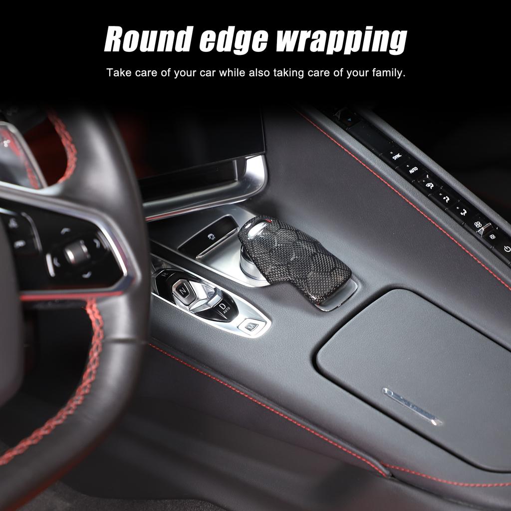 Honeycomb Real Carbon Fiber Console Mode Knob Trim Cover For C8 Corvette -25