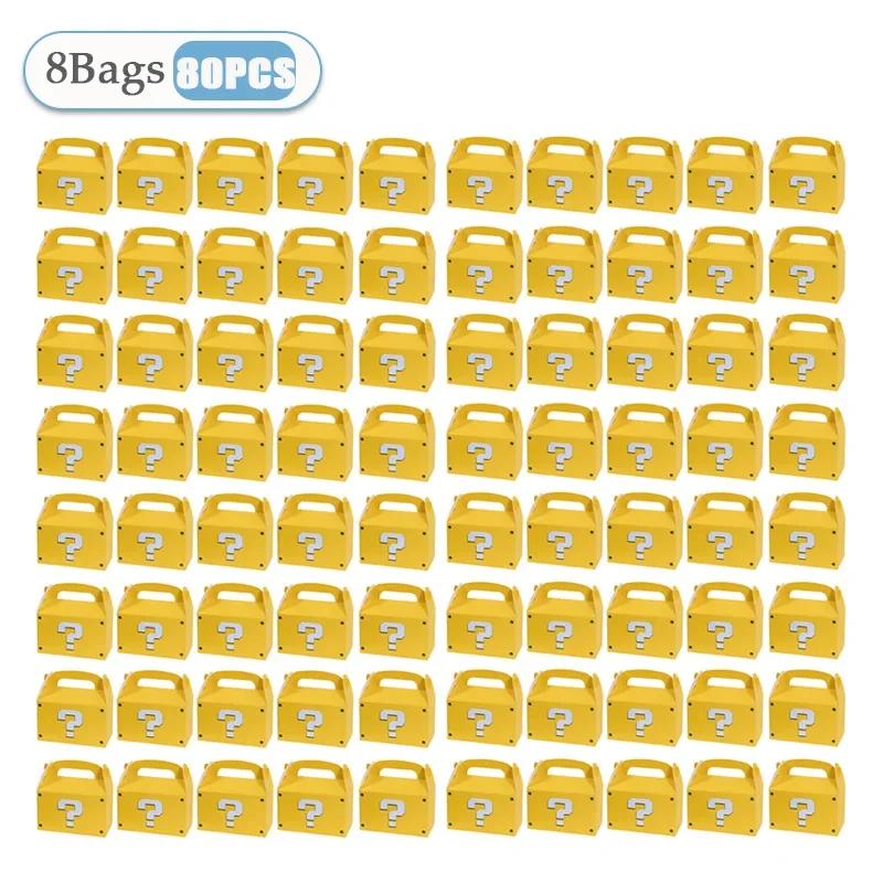 10-80PCS Yellow Question Mark Candy Box with Handle Wedding Favor Gift Box Fold Bread Packaging Bag Birthday Party Decoration