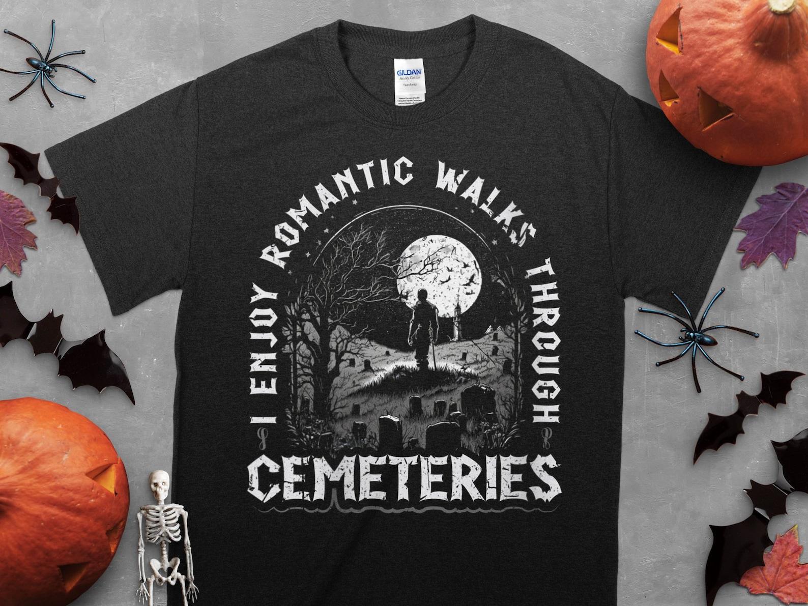Womens Romantic Walks Through Cemeteries, Vintage Gothic Emo Goth T-Shirt, awesome goth outfit, goth aesthetic, enjoy romantic walks L