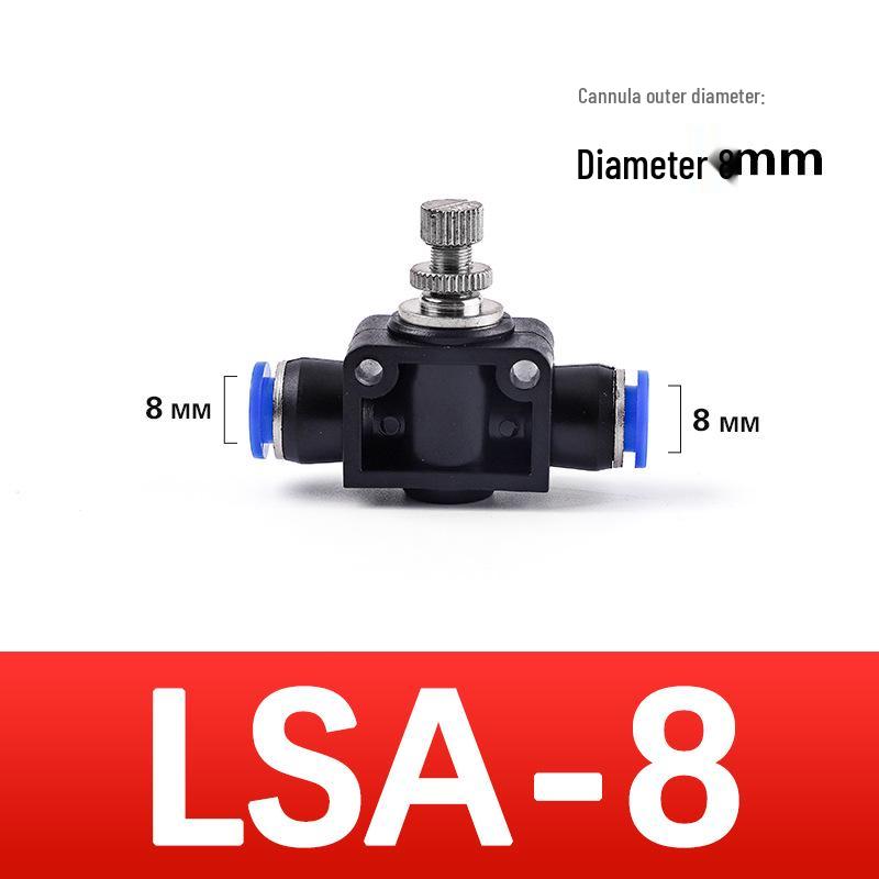 Zawór dławiący do węża pneumatycznego LSA4 PA6, regulacja prędkości, regulowany przepływ, jednokierunkowy zawór odcinający