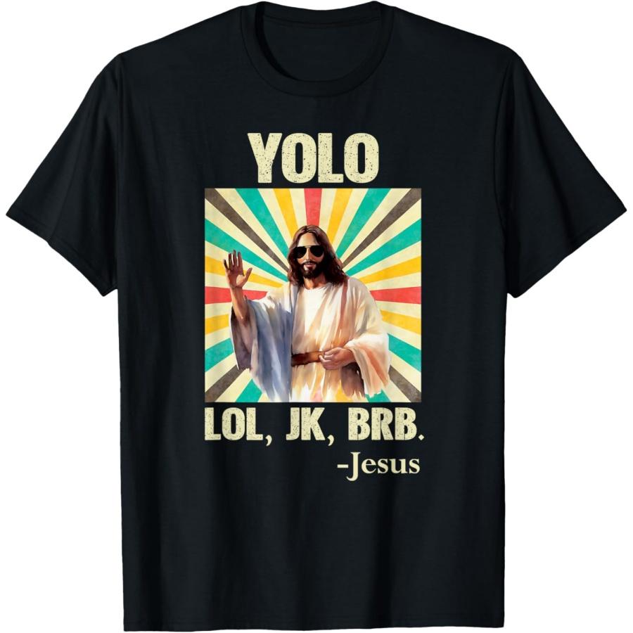 YOLO LOL Шутка Возвращаюсь Иисус Смешная Пасха Христиане Воскресение Футболка S