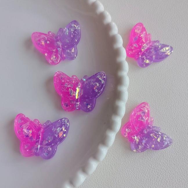 100Pcs Mix Gradient Glitter Animal Butterfly Flatback Cabochons for Hairpin Phone Case Scrapbooking DIY Jewelry Craft Decoration