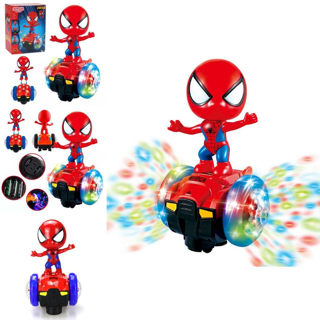 Colorful 360 Rotating Spiderman Stunt Scooter With Music And Light For Kids Fun