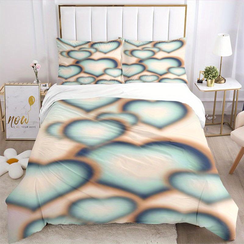 3pcs Heart Pattern Bedding Set, Suitable for Bedroom Decoration, (Includes 1 Duvet Cover And 2 Pillowcases, Quilt Not Included) yy250822182