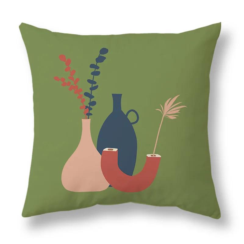 45x45cm Nordic Green Leaf abstract geometric embrace pillowcase Comfortable sofa Office Seat cushion cover Home decor Pillowcase