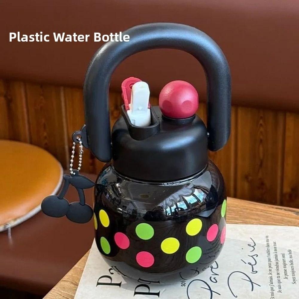 Large Capacity Straw  Water Bottle Cherry Bowknot Plastic Sippy Cup  Home/School