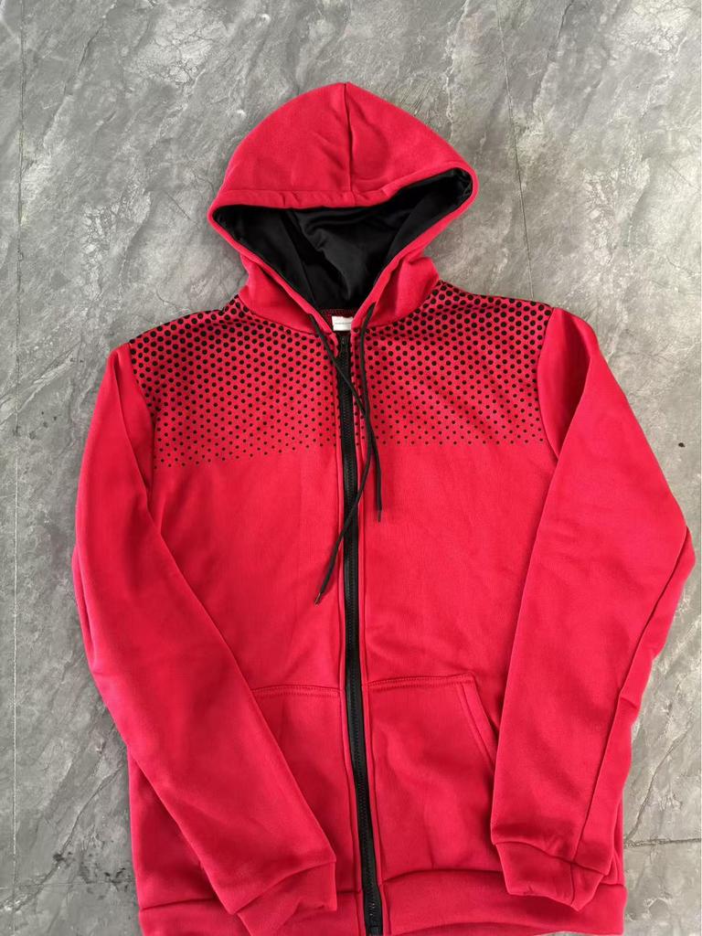Men's Polka Dot Sporty Casual Fleece Cardigan Hoodie for Autumn/Winter