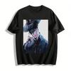 Weird Opera Mask Man Print Tops, Niche Dark Style Loose Casual Daily T-Shirts For Trendy Outfits Pure Cotton T-shirt