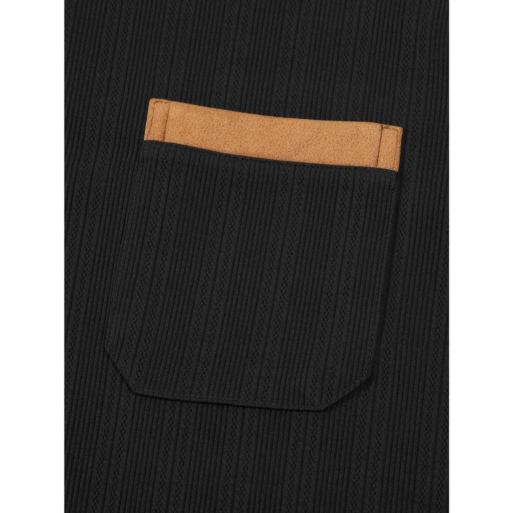 Mens Spring Long Sleeve Polo Shirts Classic Button Basic Textured T Shirts Casual Slim Fit Golf Tee Shirt