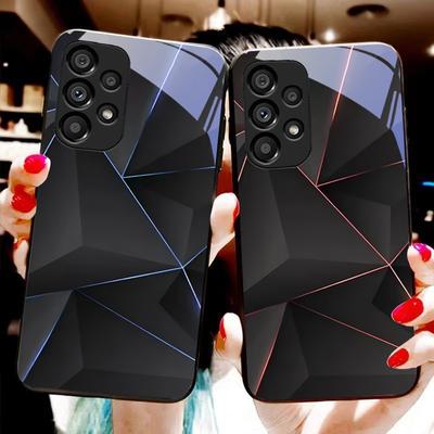 Prism Black Pour Samsung Galaxy S10 20 Plus 21 FE 22 23 24 FE 25 Ultra Noir Coque de Téléphone en Verre Trempé Coque Dure