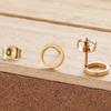 Stainless Steel Round Stud Earrings For Women Girl Gold Color Geometric Circle Fashion Ear Zircon Birthday Party Gift Wholesale