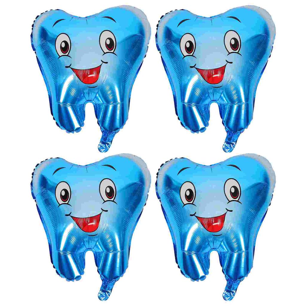 4 Pcs Tooth Balloon First Balloons Baby Shower Portable Dental Inflatables Aluminum Film Party Child
