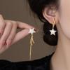 18k electroplated silver needle zircon drip oil star asymmetric stud earrings versatile earrings earrings