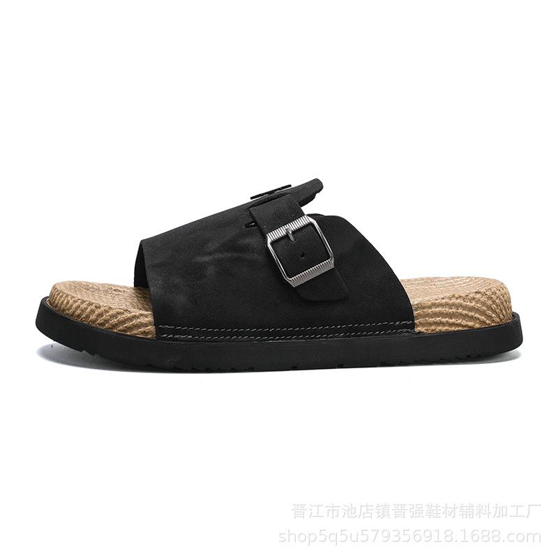 

Летние новые модные полушлепанцы на толстой подошве большого размера мужские пляжные шлепанцы с перемычкой 39 чёрный