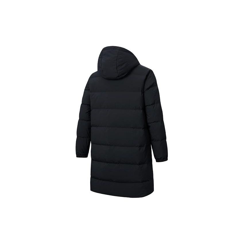 Anta Solid Color Zipper Hooded Long Sleeve Down Jacket Men Outerwear Basic-Black 952341904-1