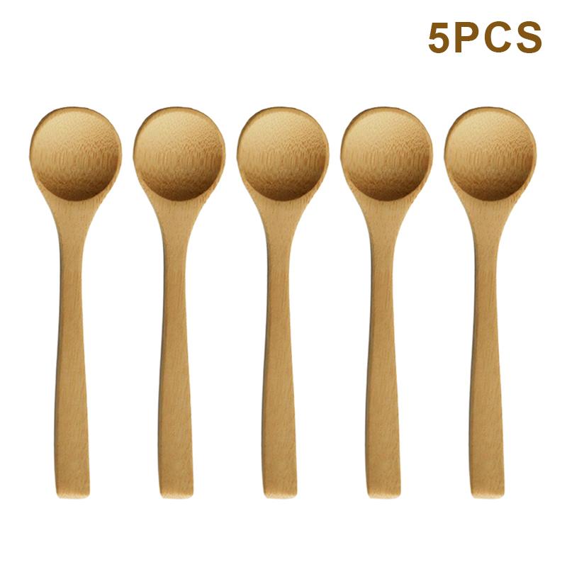5Pcs Wooden Honey Spoon Ecofriendly Household Tableware Bamboo Kitchen Condiment Scoop Coffee Spoon Dessert Spoon Teaspoon