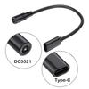 9.8inch Type C Female to 5.5mmx2.1mm Female/Male Adapter Cable USB C to DC5521 Connectors Power Cord Converter Line
