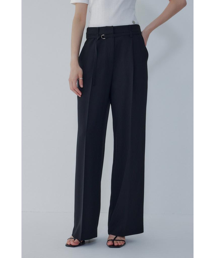 Bobeu Belted One-Tuck Wide Pants_Black 7156230006