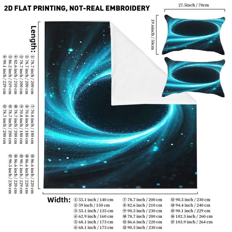 Pillowcase Quilt Cover 3-Piece Bedding Universe Black Hole Vortex Starry Sky Pattern, Washable, Durable 140cmx200cm