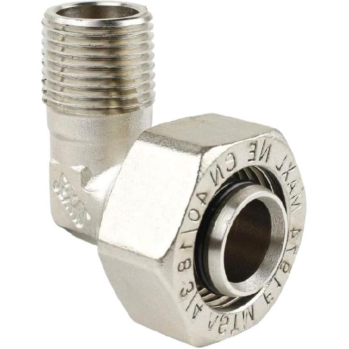 M8086 2 PCS Maxline 90 Degree Elbow Fitting 3/4 Tubing X 1/2" Male NPT Compressed Air Piping, Air Line Fittings For Shop Garage Compressed Air Line