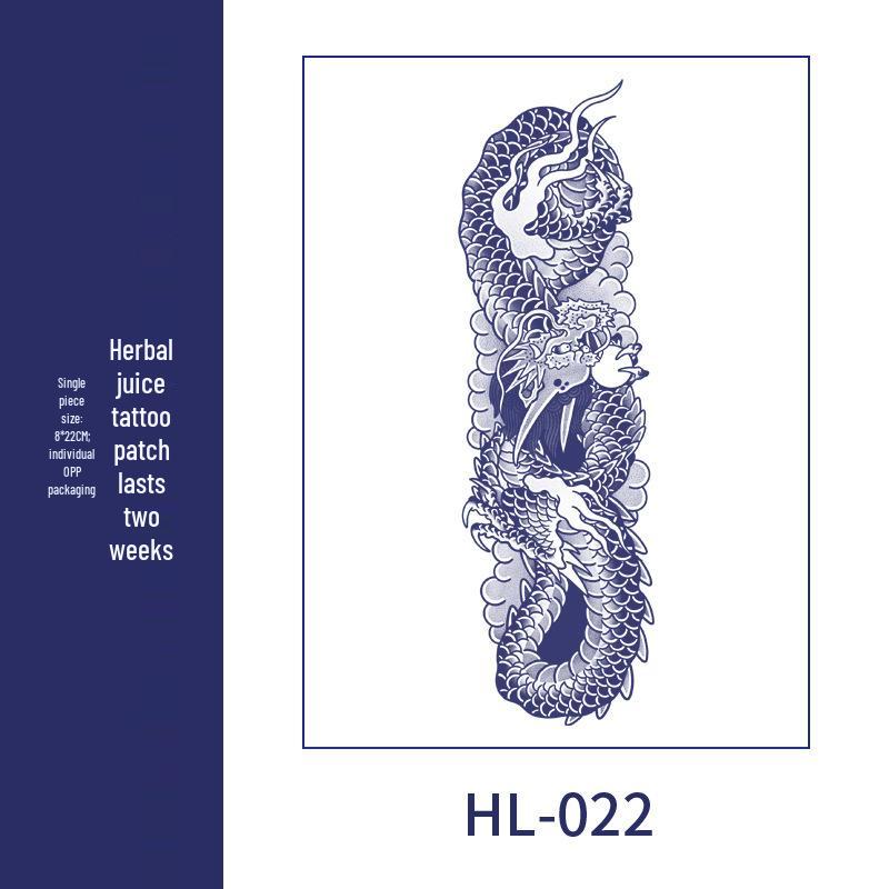 Large Semi-Permanent Waterproof American Style Flower & Plant Arm Tattoo Sticker for Men