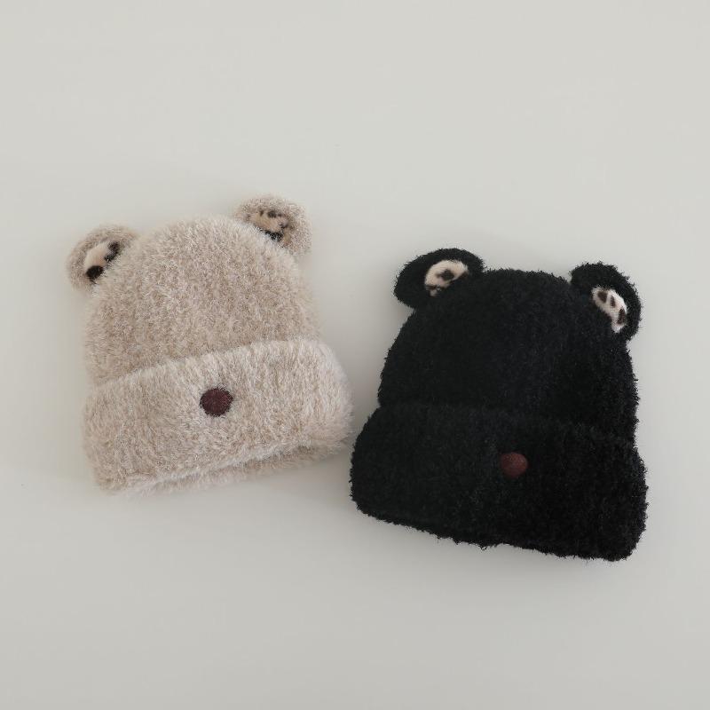 Cute Ears Little Bear Knitted Plush Hat Children Autumn and Winter Warmth Ear Protection Small Face Appearance
