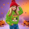 Kids' casual long-sleeved sweatshirt with Halloween print, suitable for holiday parties and everyday wear.
