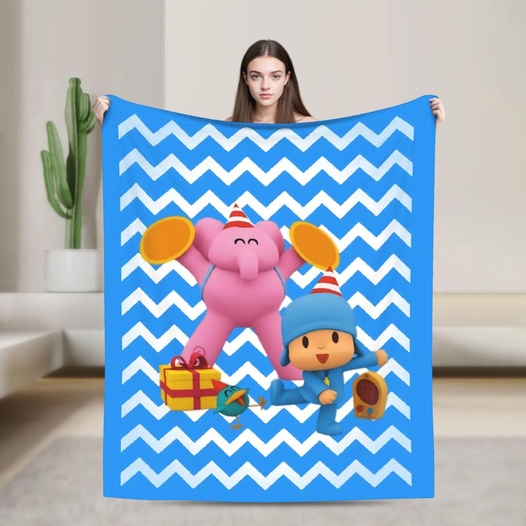 Pocoyoed Comedy Cartoon Blanket Wool Funny Warm Throw Blankets For Home Restaurant Spring/Autumn,