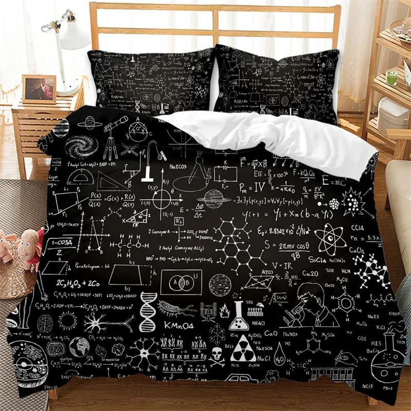 Math Function Duvet Cover Math Equation Bedding Set Double Microfiber Science Geometry Comforter Cover Educational Quilt Cover