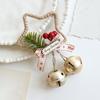 2025 Christmas Star Bow Bell Ornament Hangable Five-pointed Star Bells Wreath Pendant For Window Wall Door Handle