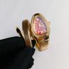 Orologio da donna al quarzo con cinturino in acciaio a due cerchi a forma di serpente, personalità, completamente diamantato, produttore