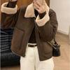 Thick Warm Lapel Sherpa Jacket Women Autumn Winter Biker Jacket Cotton Coat