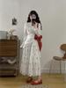Summer Chic French Long Sleeve T-shirt + Embroidered Floral Midi Skirt Plus Size Set
