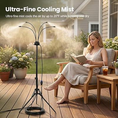 Standing Mister for Outside Patio Adjustable Height Outdoor Misting System 360° Flexible Sprayer Ultra-Fine Mist Cooler for Patio Backyard Porch